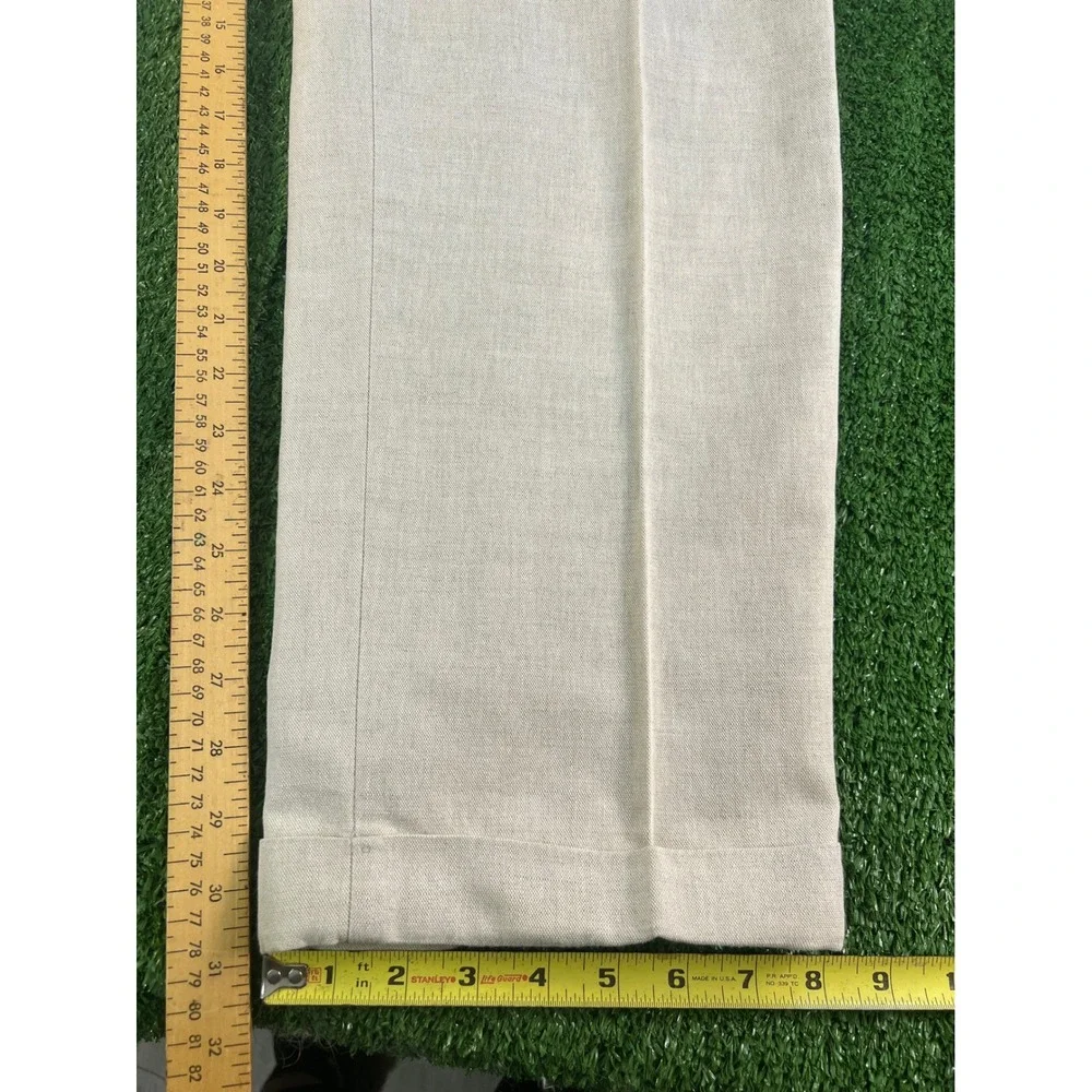 Savane Mens Pleated Linen Cotton Blend Pants Natural Beige 36x31 44600969 Cuffed
